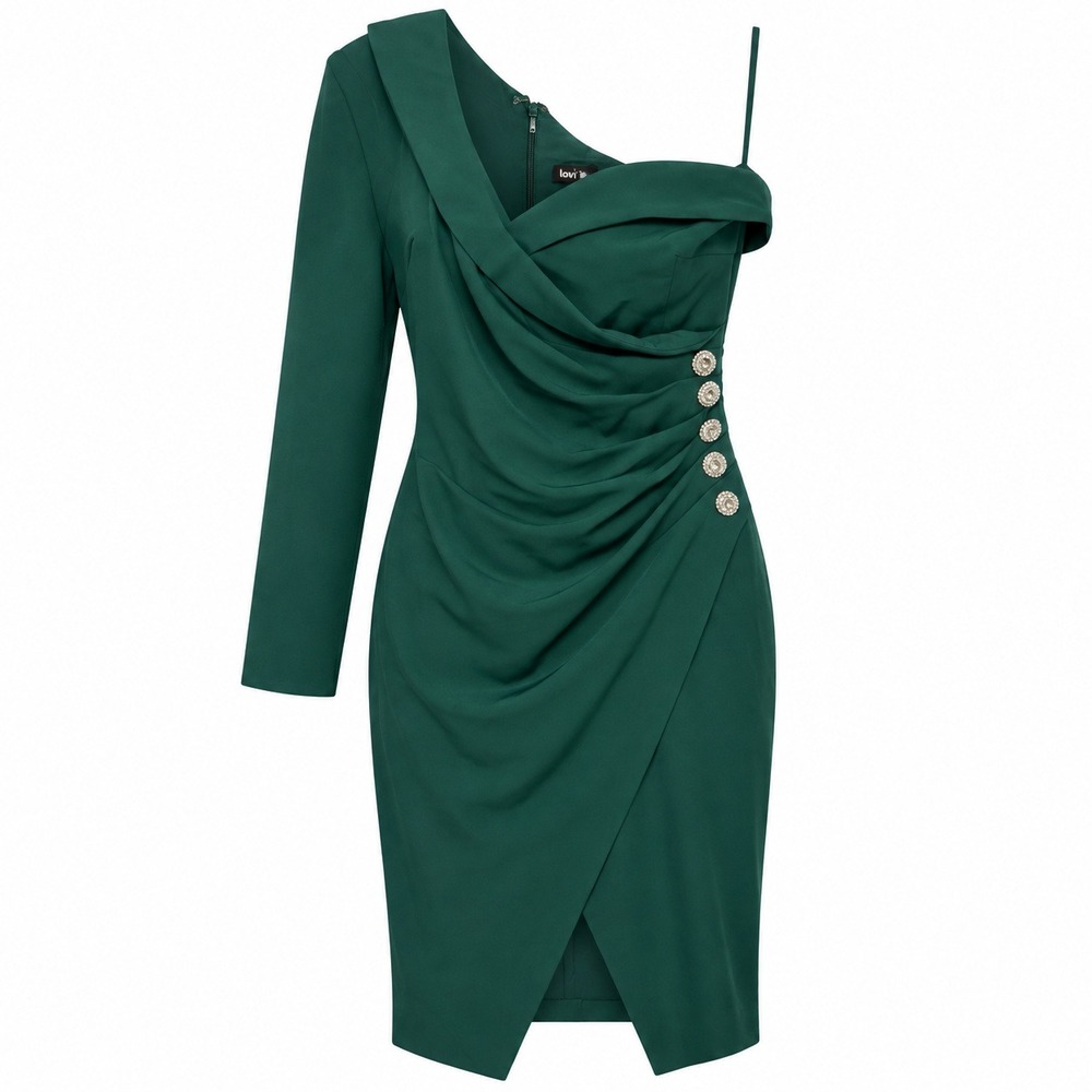 Lavish Alice Royalcore One Shoulder Midi Dress Womens 12 Old Money Glam Elegant